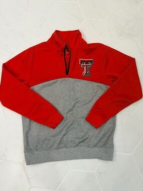 Texas Tech Red and Gray Quarter-Zip Pullover Sweatshirt size Mens Medium
